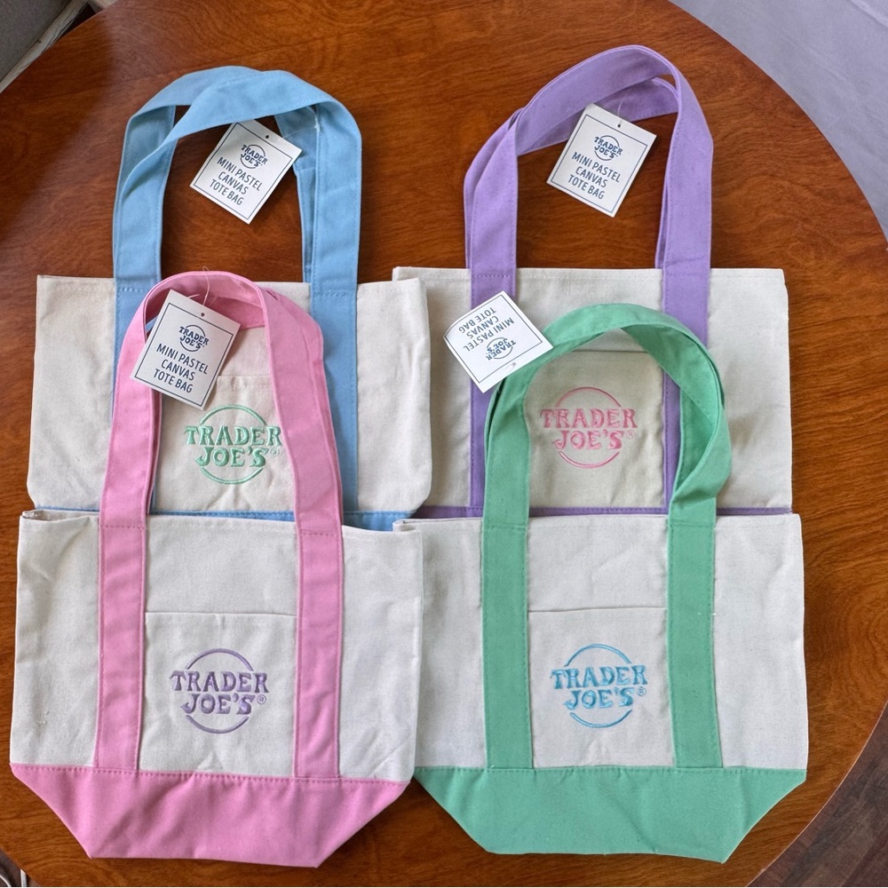 Trader Joe's Mini Canvas Tote Bags Set of 4
